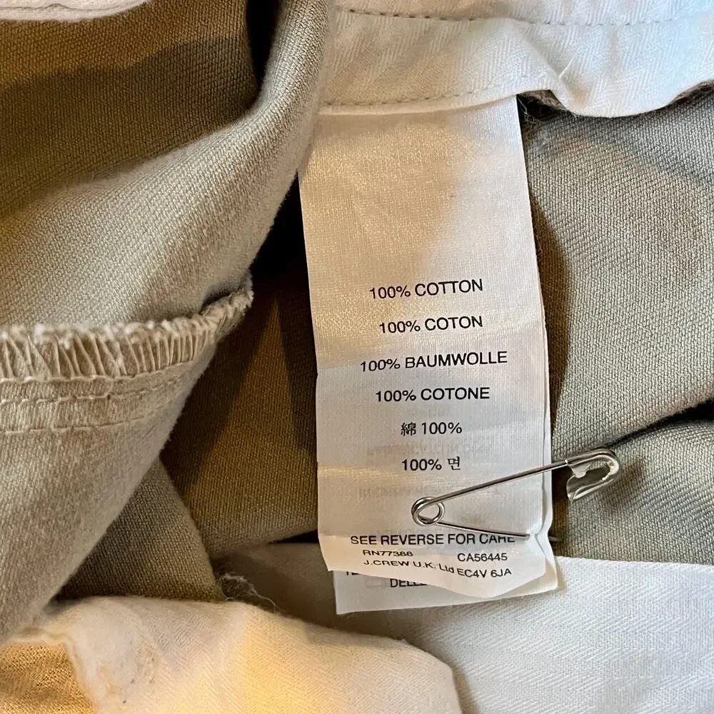 Khaki Pants Chinos Flat Front Men's W33 L33 100% Cotton J. Crew Essential